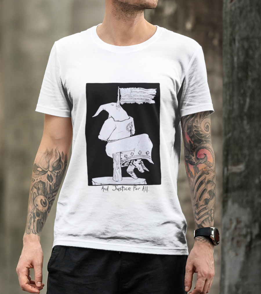 Anti Ku Klux Klan And Justice For All Hanging Effigy With Flag T-Shirt