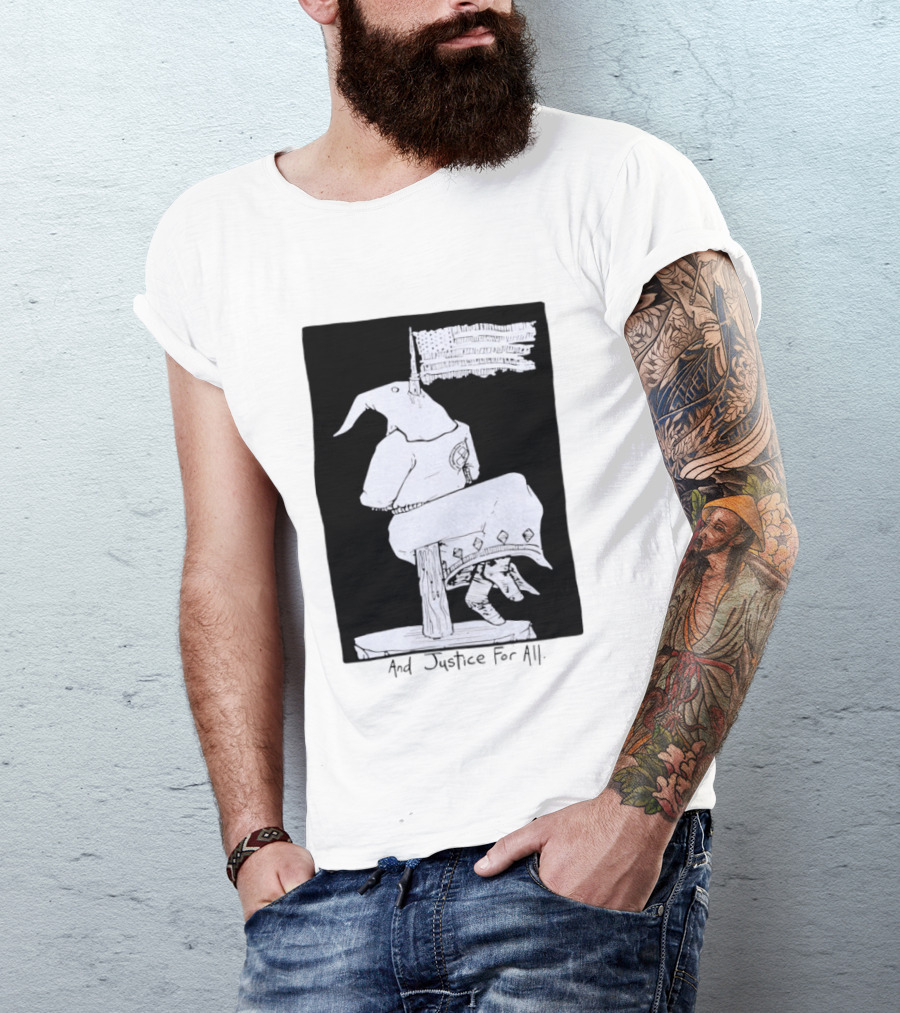 Anti Ku Klux Klan And Justice For All Hanging Effigy With Flag T-Shirt