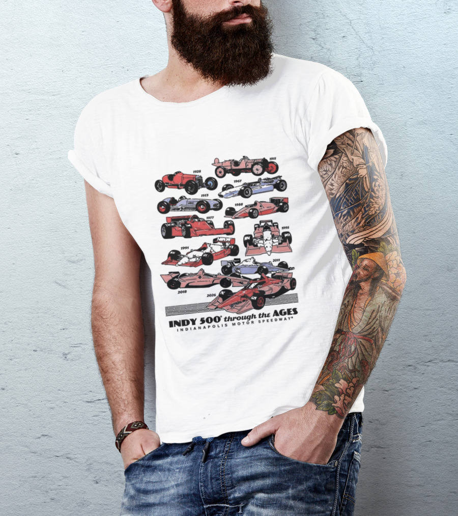 Indy 500 Through The Ages 2026 Racing Cars Evolution T-Shirt