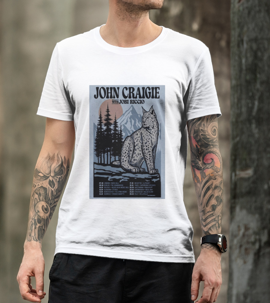 John Craigie With Jobi Riccio Tour 2026 Europe Concert Dates Lynx Mountain Forest T-Shirt