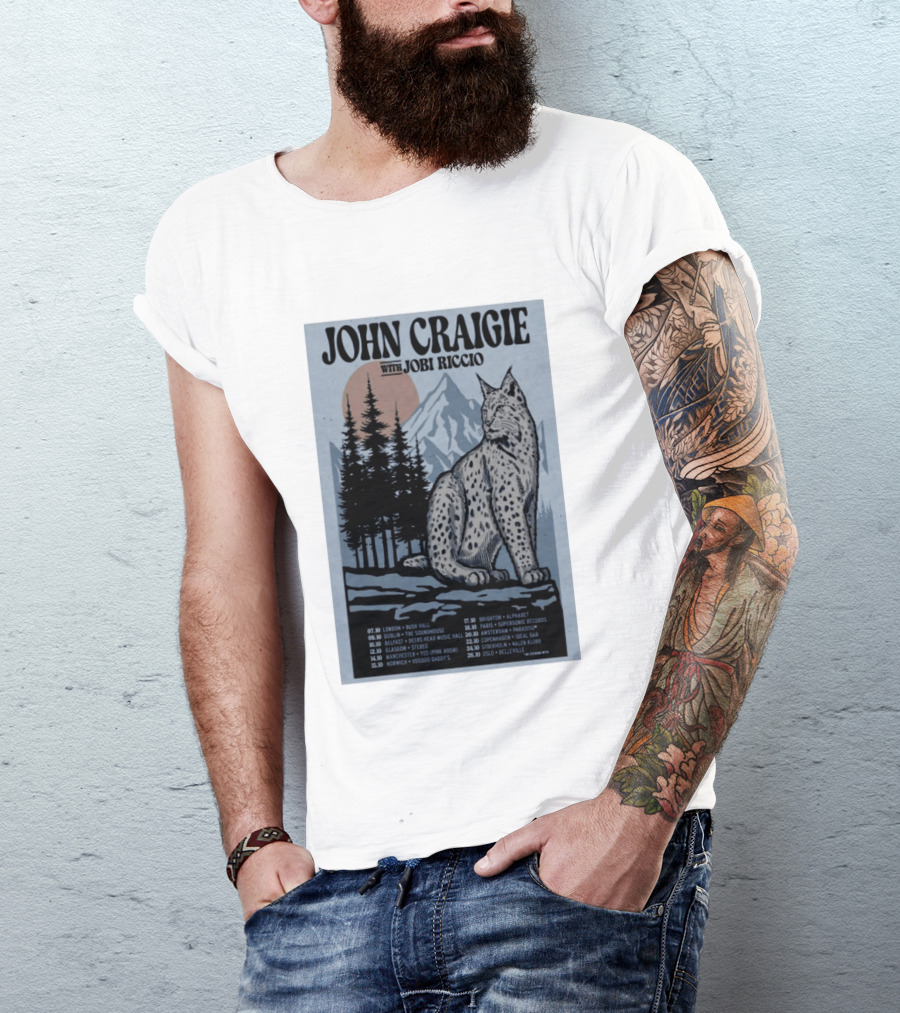 John Craigie With Jobi Riccio Tour 2026 Europe Concert Dates Lynx Mountain Forest T-Shirt