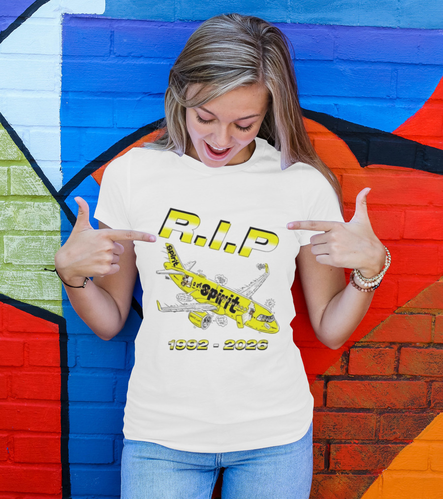 RIP Spirit Airlines 1992 2026 Yellow Plane Cartoon T-Shirt