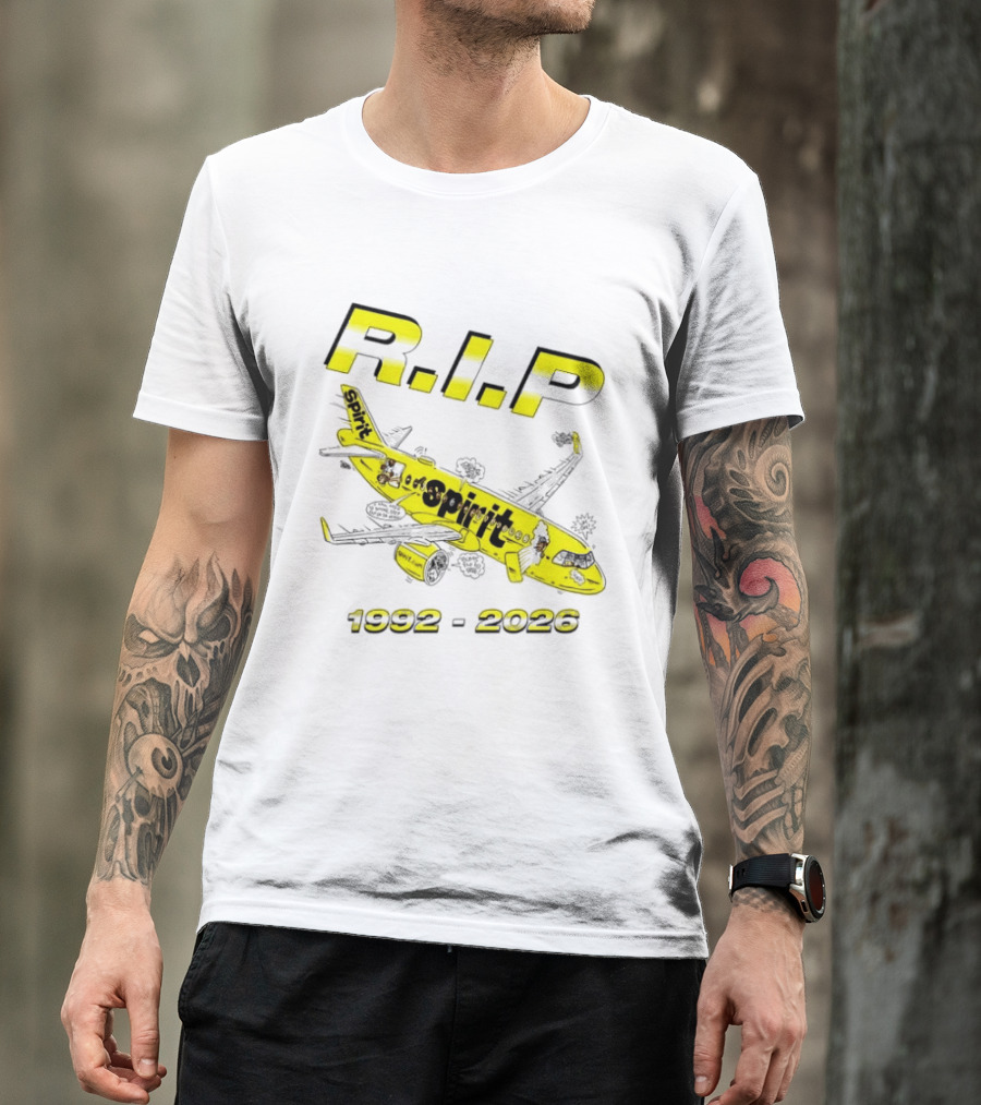 RIP Spirit Airlines 1992 2026 Yellow Plane Cartoon T-Shirt