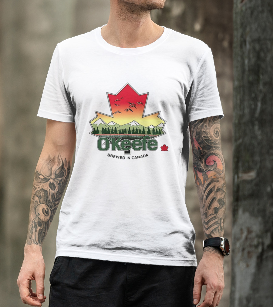 O'Keefe Brewed In Canada Maple Leaf Mountains And Geese T-Shirt