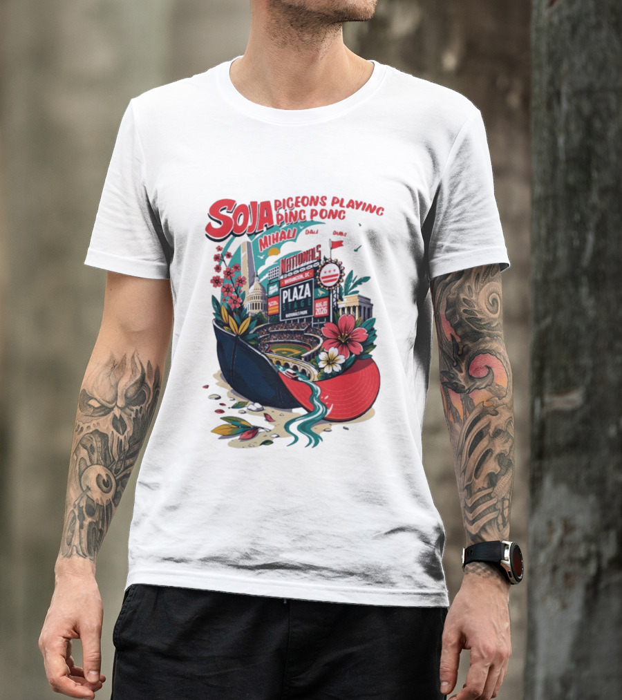 SOJA Pigeons Playing Ping Pong Mihali Nationals Park Plaza Stage DC August 1 2026 T-Shirt