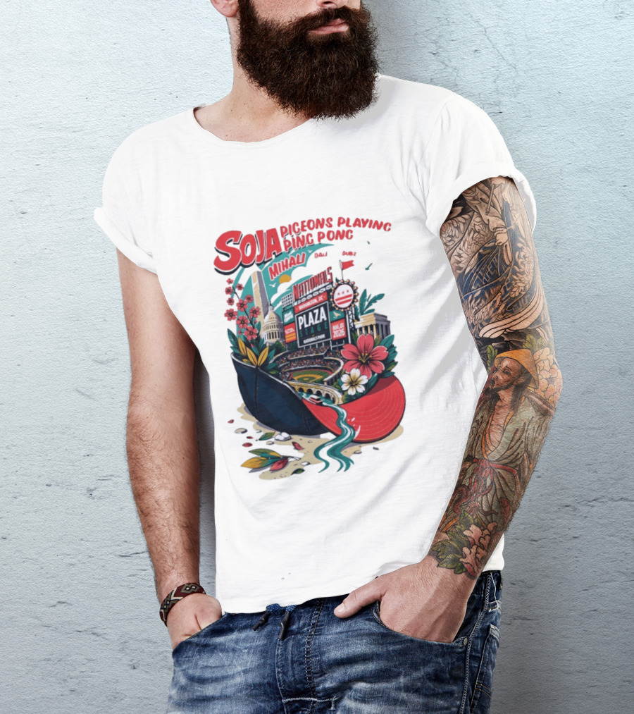 SOJA Pigeons Playing Ping Pong Mihali Nationals Park Plaza Stage DC August 1 2026 T-Shirt