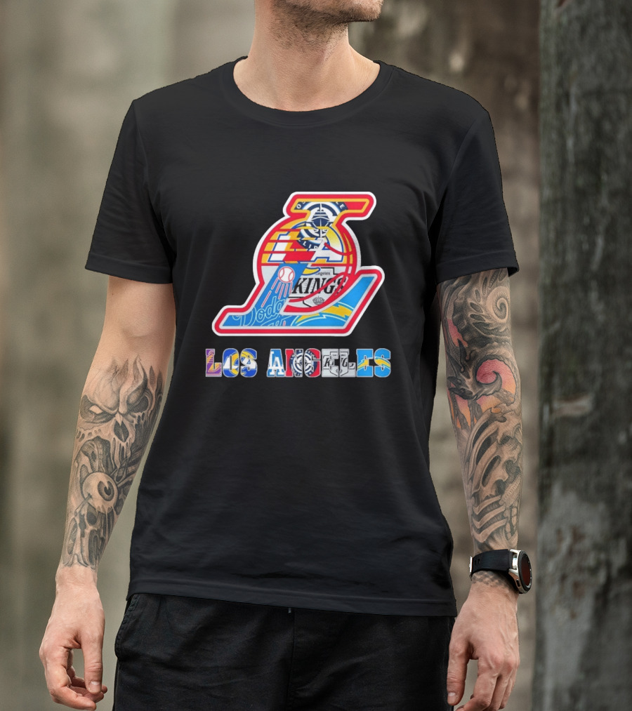 Los Angeles Lakers Dodgers Kings Chargers Sports Teams Logos T-Shirt