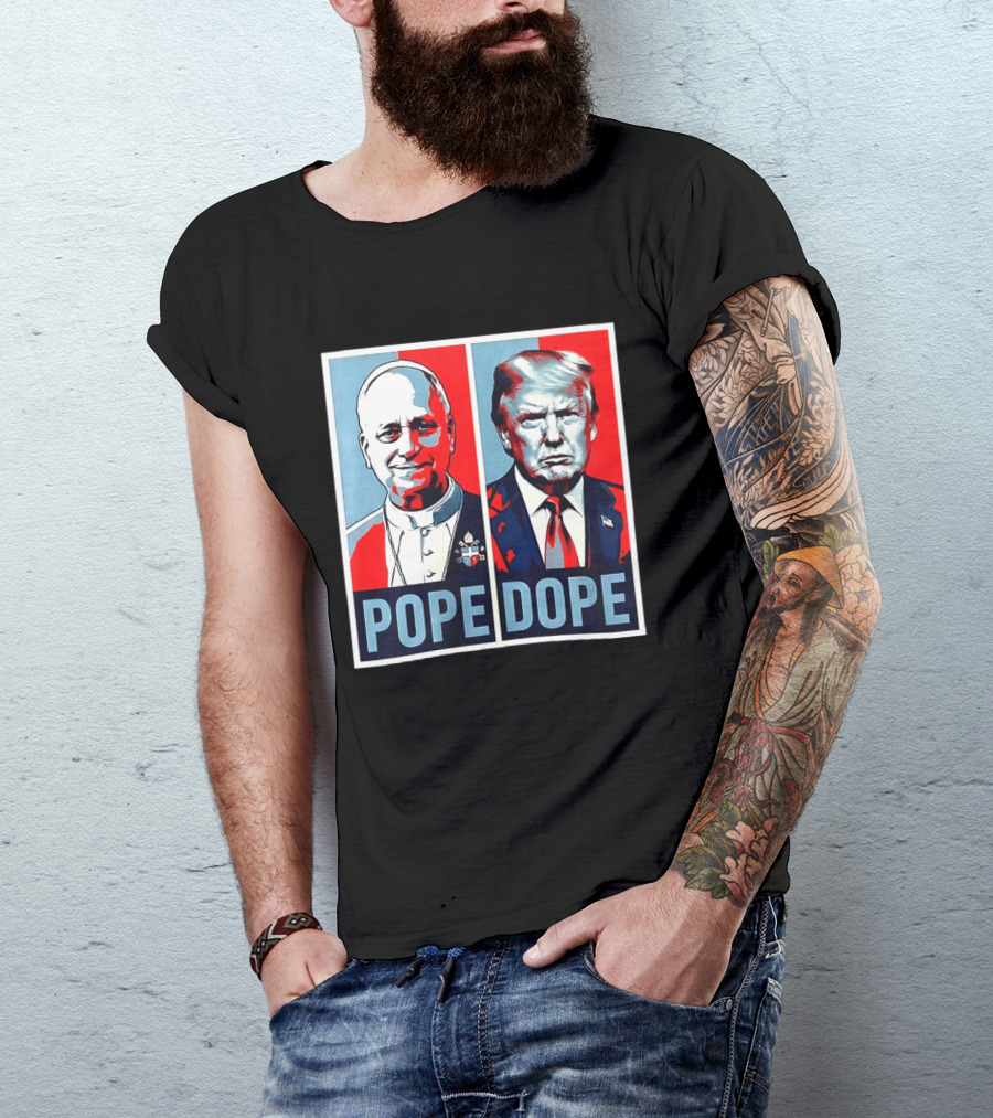 Pope Leo XIV Vs Trump Dope Red And Blue Political Satire T-Shirt