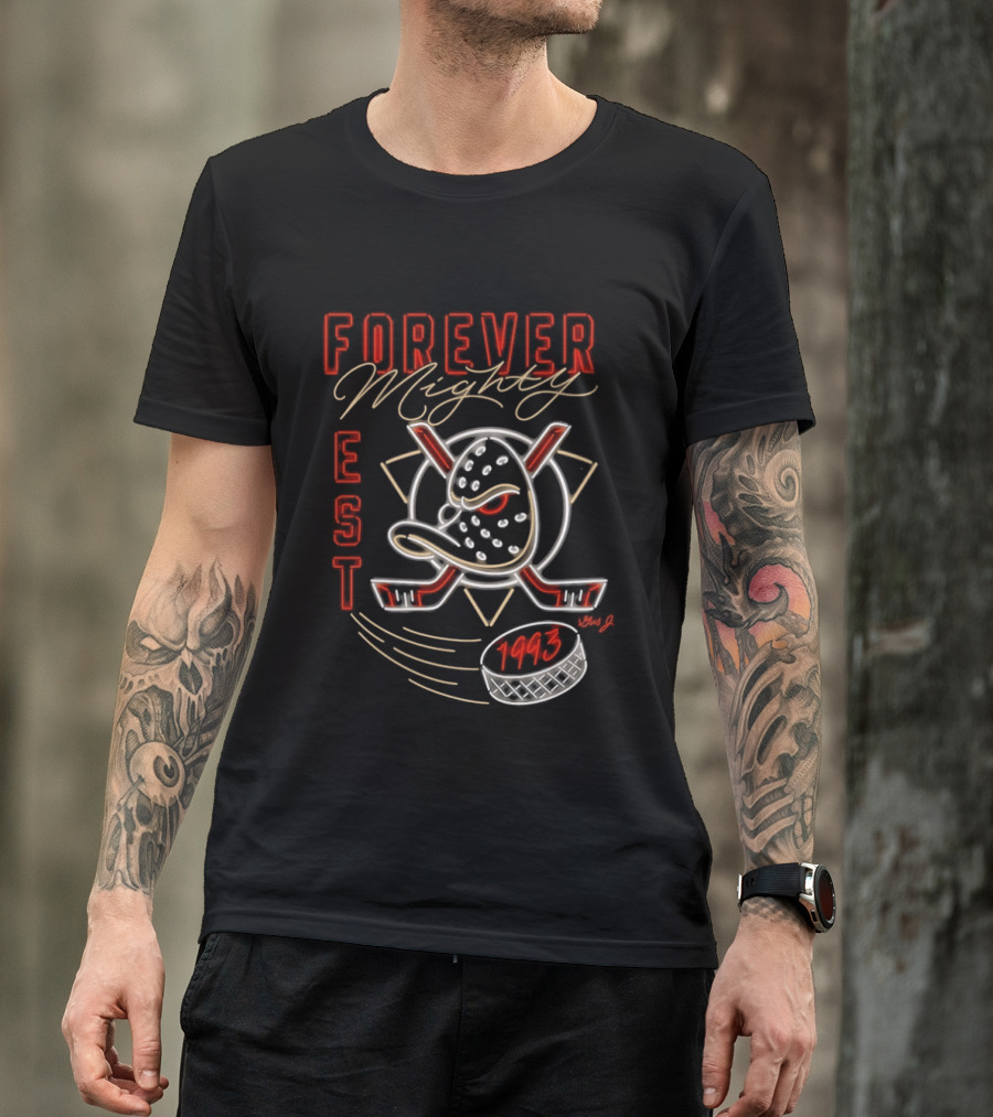 Anaheim Ducks Forever Mighty EST 1993 National Hockey League T-Shirt