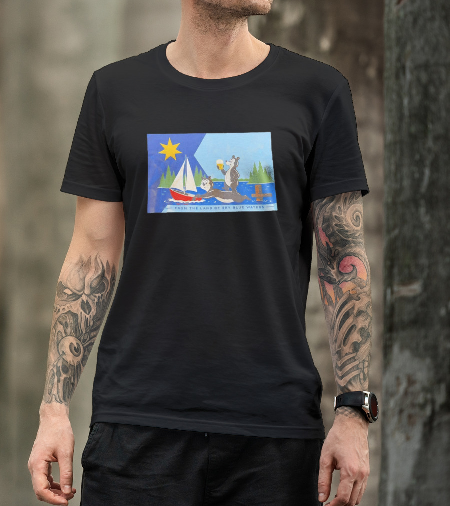 From The Land Of Sky Blue Waters Bears With Boat And Beer T-Shirt