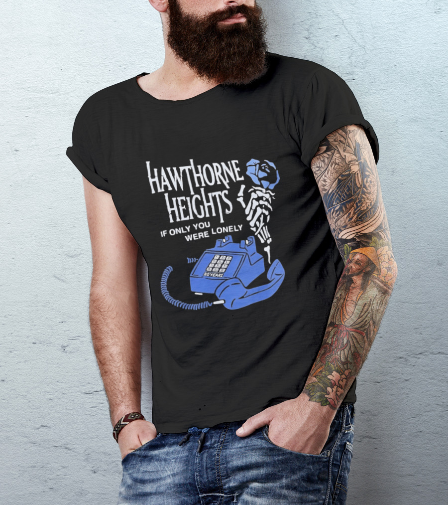 Hawthorne Heights If Only You Were Lonely 20 Years Skeleton With Blue Telephone T-Shirt