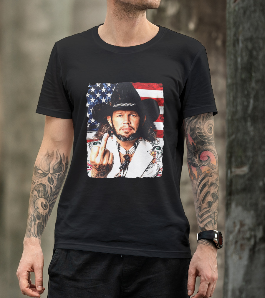 If That Ain't Country David Allan Coe USA Flag Middle Finger T-Shirt