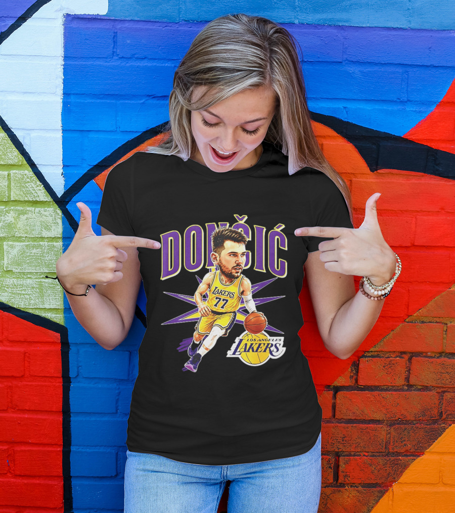 Doncic 77 Los Angeles Lakers NBA 2026 Big Head Basketball Player T-Shirt