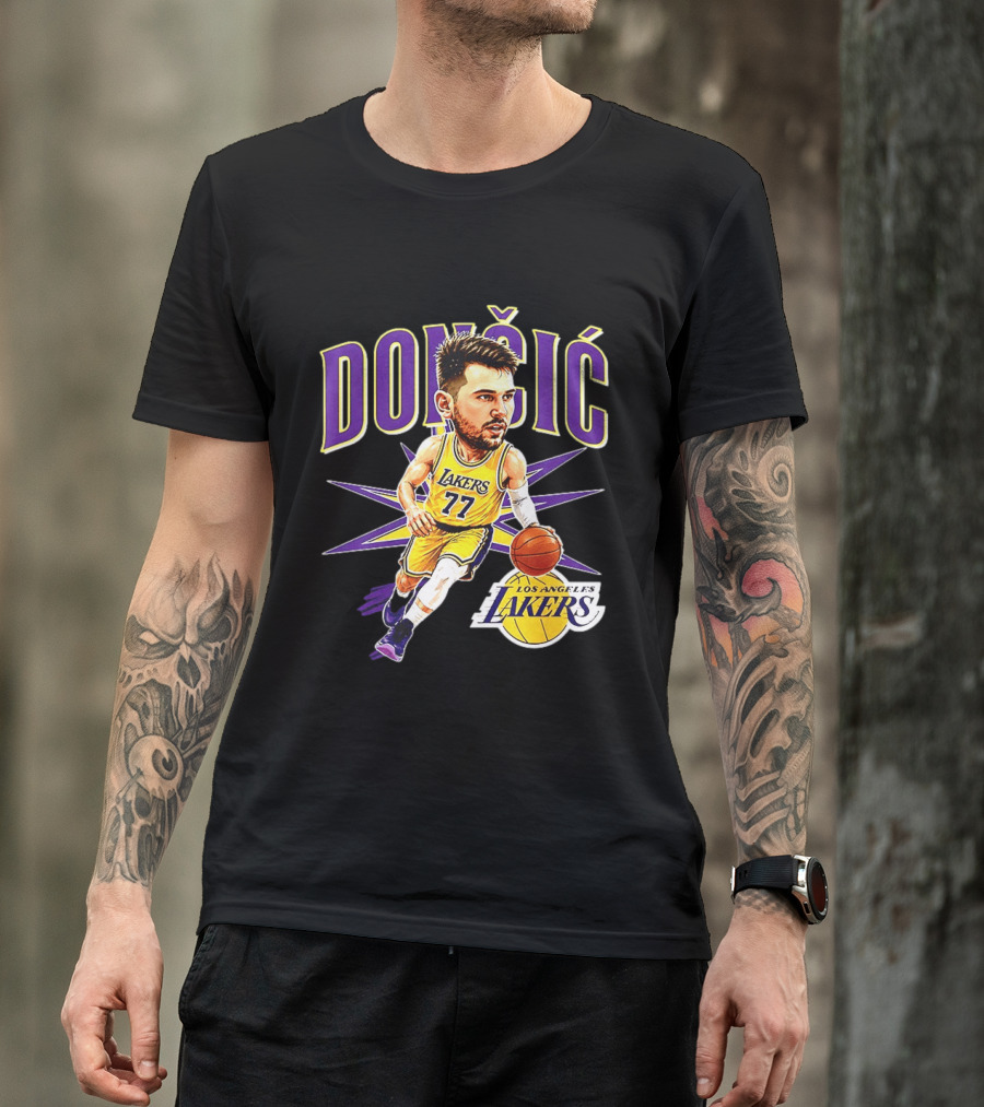 Doncic 77 Los Angeles Lakers NBA 2026 Big Head Basketball Player T-Shirt
