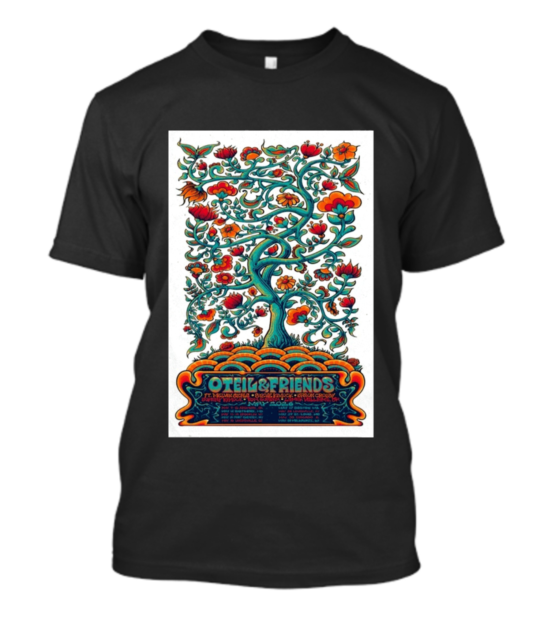 Oteil And Friends Tour May 2026 Psychedelic Tree Design Stepan Cleves Crouch T-Shirt