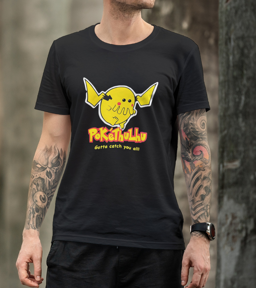 Pokethulhu Gotta Catch You All Yellow Hybrid T-Shirt