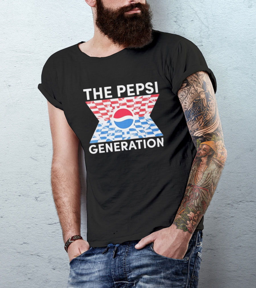 The Pepsi Generation Red White Blue Checkered T-Shirt