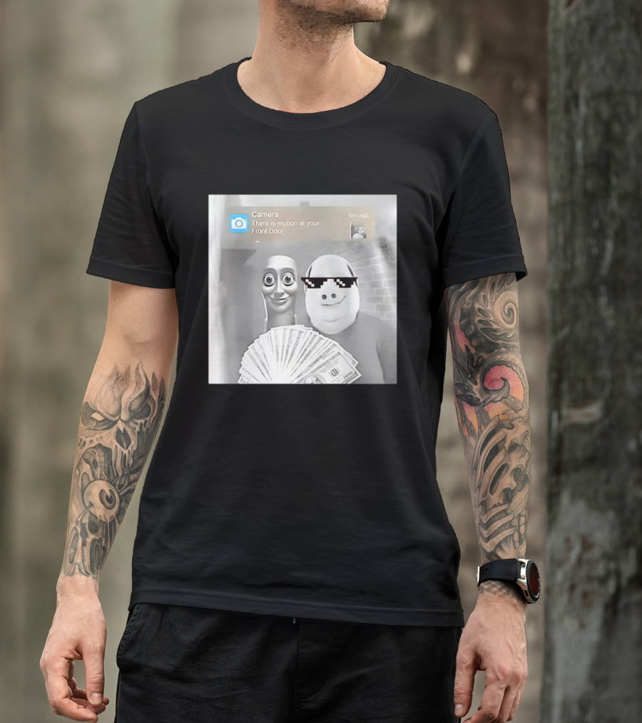 Tung Tung Sahur John Pork Meme With Motion Alert And Money Stack T-Shirt