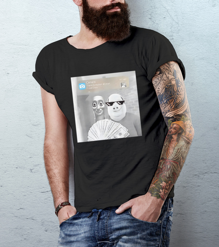Tung Tung Sahur John Pork Meme With Motion Alert And Money Stack T-Shirt