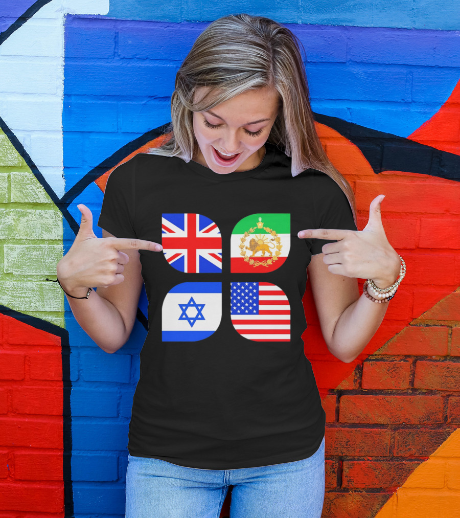 Union Jack British Flag Iranian Lion Israel Star USA Stars And Stripes Flags T-Shirt