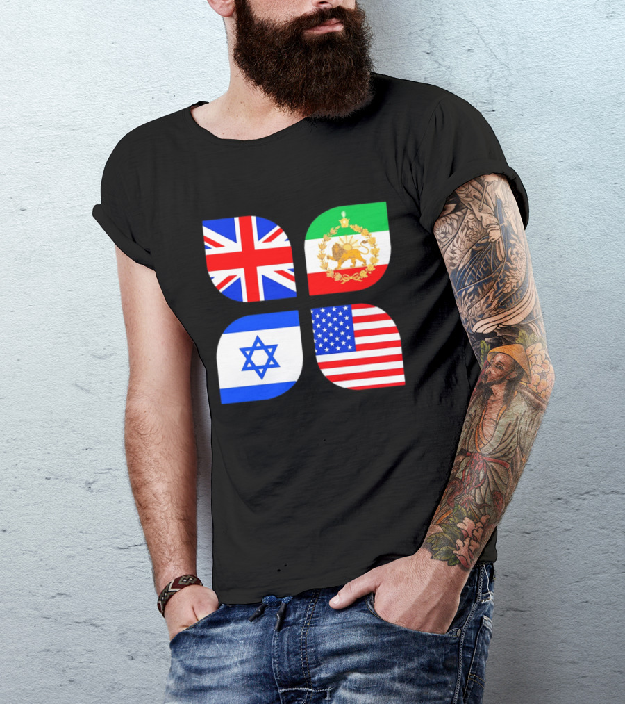 Union Jack British Flag Iranian Lion Israel Star USA Stars And Stripes Flags T-Shirt