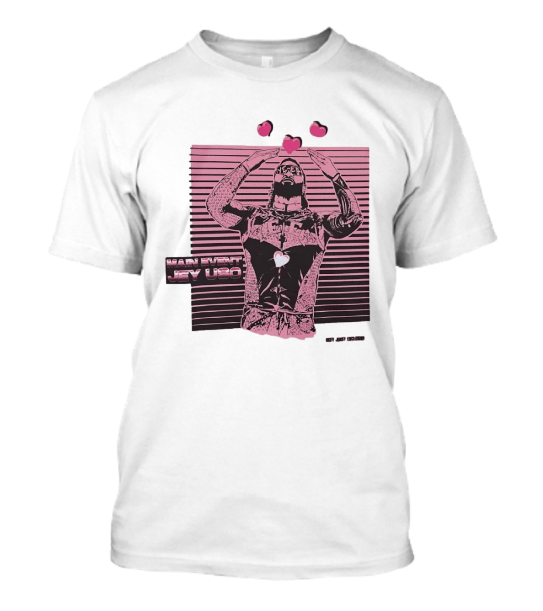 Main Event Jey Uso Ucey Jucey Pink Neon Heart Exclusive T-Shirt
