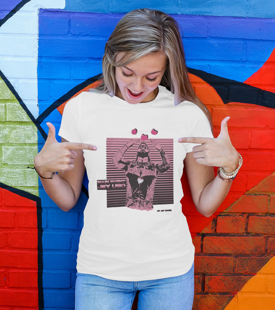 Main Event Jey Uso Ucey Jucey Pink Neon Heart Exclusive T-Shirt