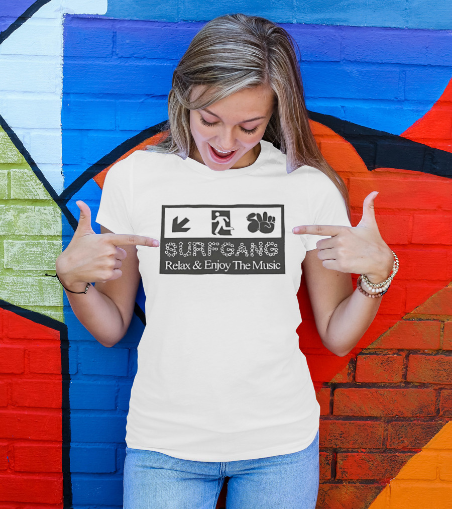 Surf Gang Relax And Enjoy The Music Icon Wave Peace Arrow T-Shirt