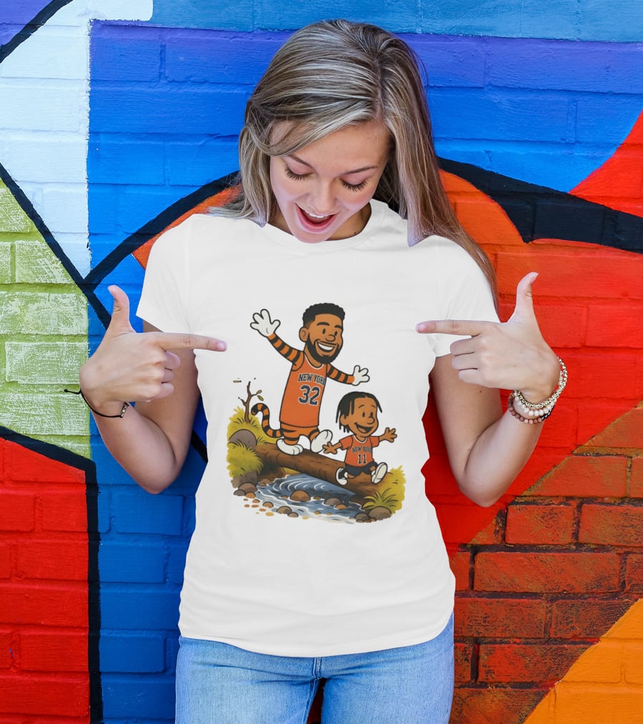Calvin And Hobbes Crossover Karl Anthony Towns Jalen Brunson New York Knicks Basketball T-Shirt