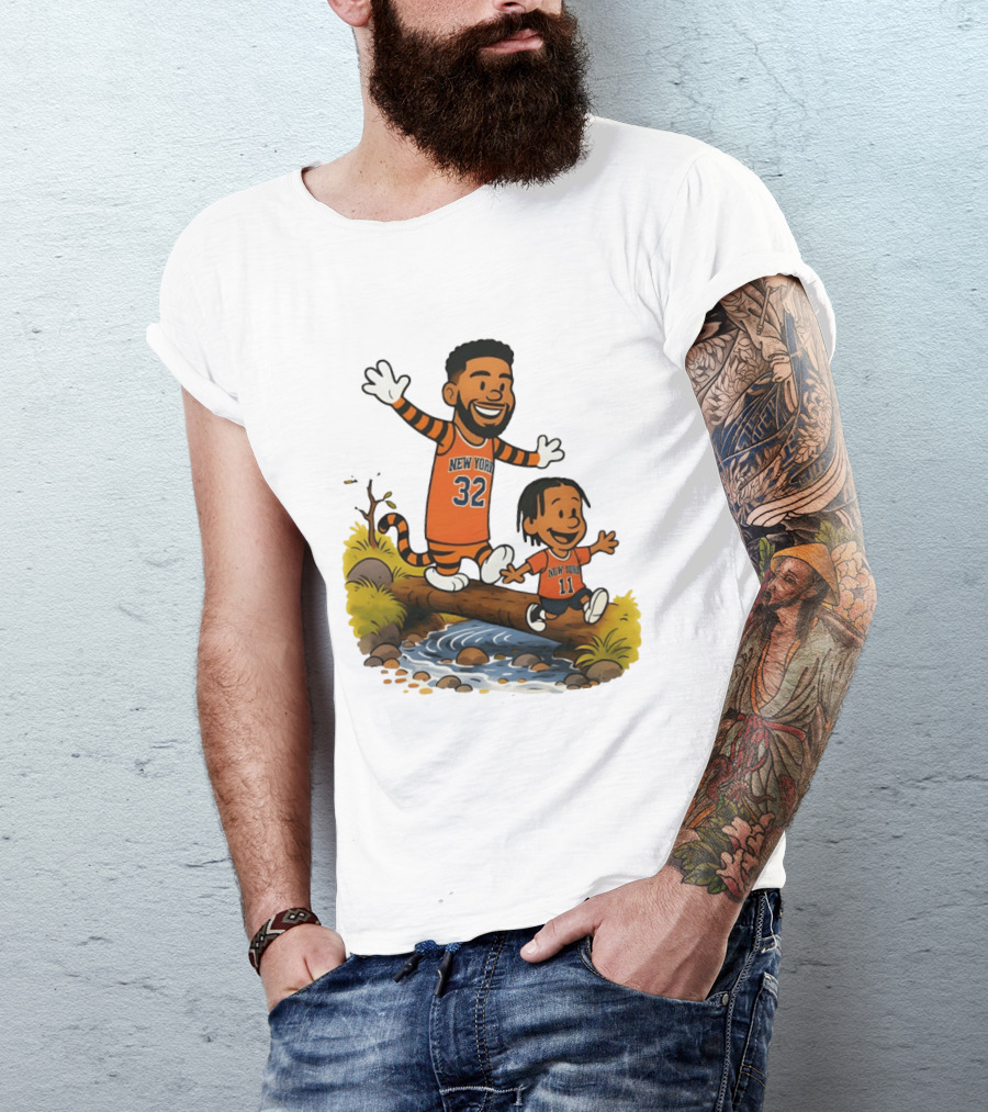 Calvin And Hobbes Crossover Karl Anthony Towns Jalen Brunson New York Knicks Basketball T-Shirt