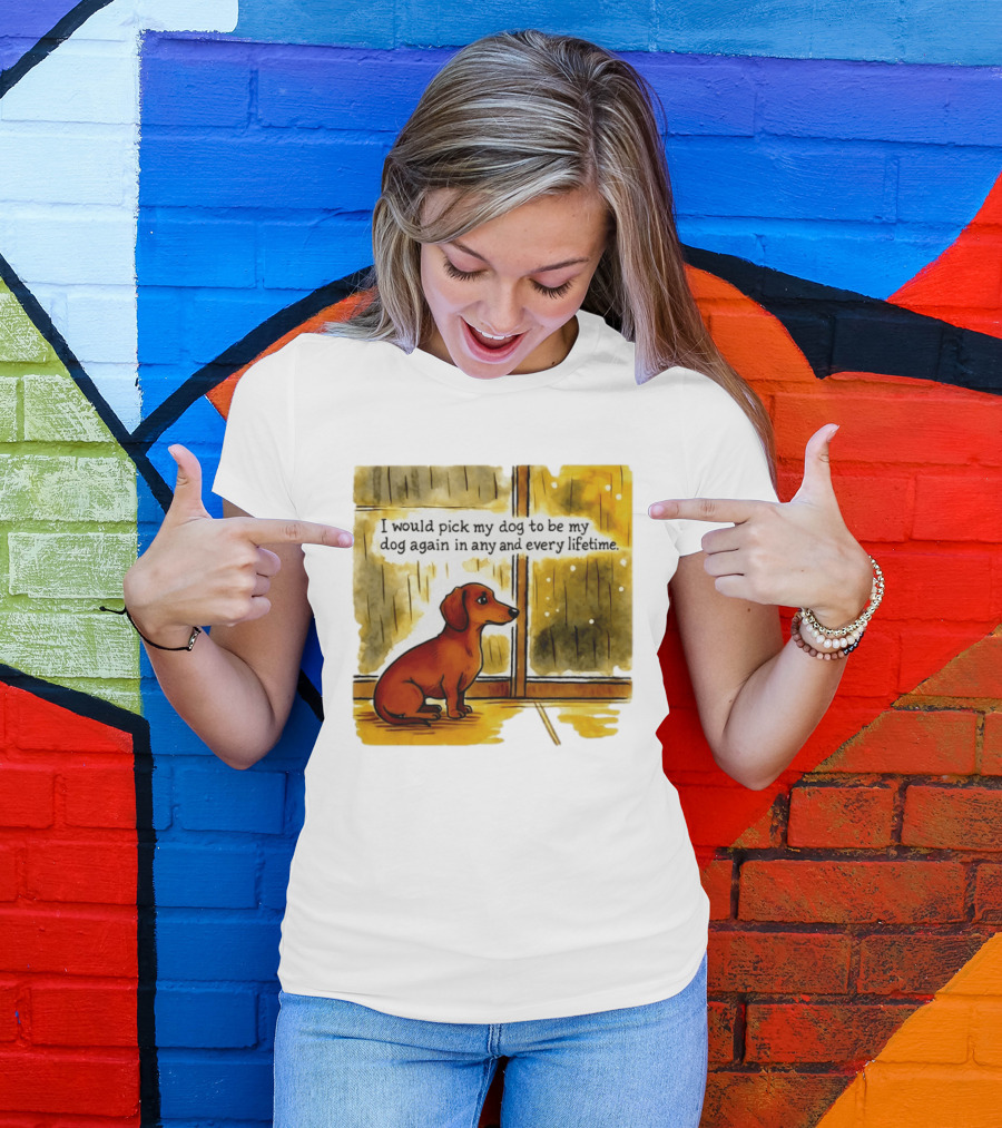 I Would Pick My Dog To Be My Dog Again In Any And Every Lifetime Dachshund By Window T-Shirt