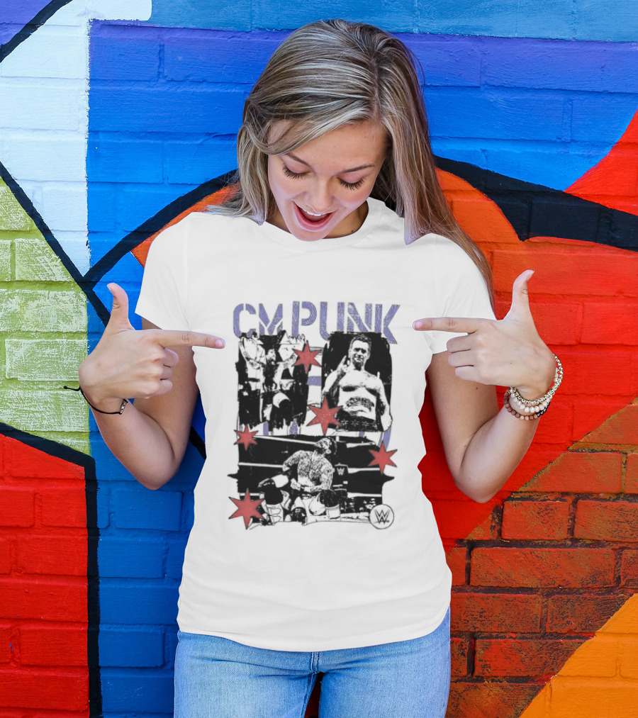CM Punk WWE Chicago Stars Collage Wrestler Fan Favorite T-Shirt