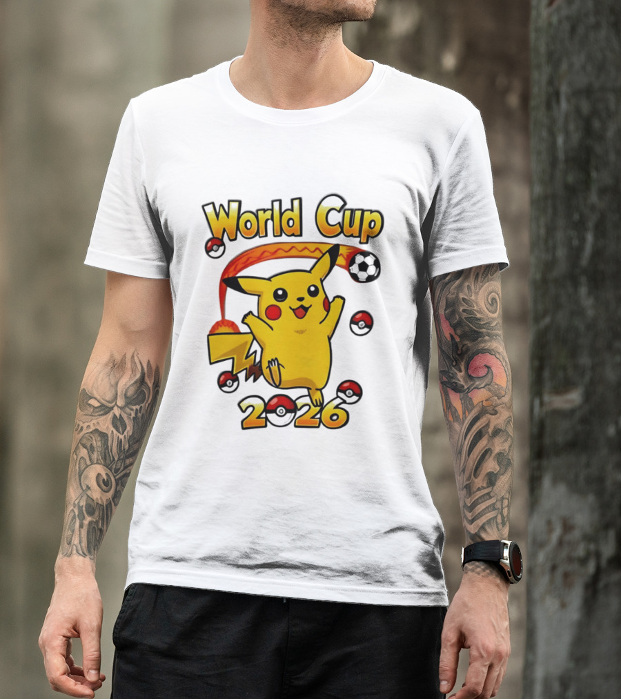 World Cup 2026 Pokémon Pikachu Soccer Poké Balls T-Shirt