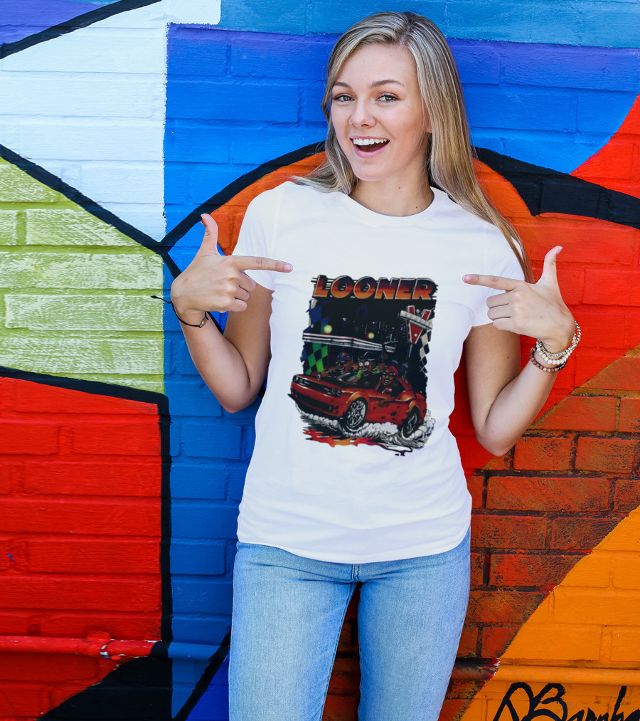 Looner Cartoon Car Race Adventure T-Shirt