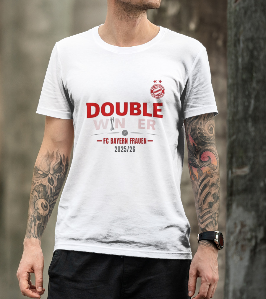 Double Winner FC Bayern Frauen 2025 2026 Championship Victory T-Shirt