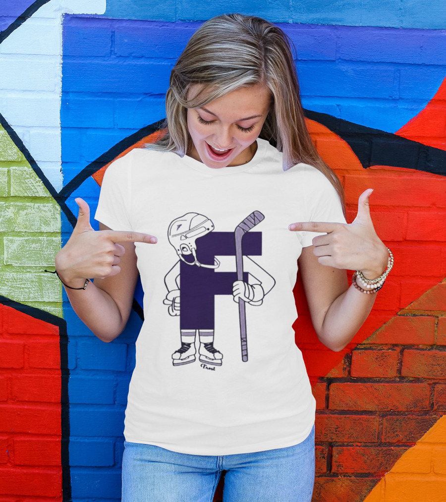 Minnesota Frost Hockey Character With Stick And Helmet T-Shirt