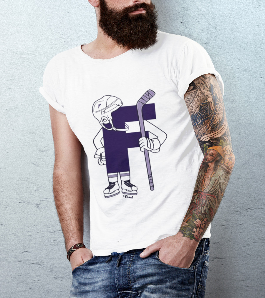 Minnesota Frost Hockey Character With Stick And Helmet T-Shirt