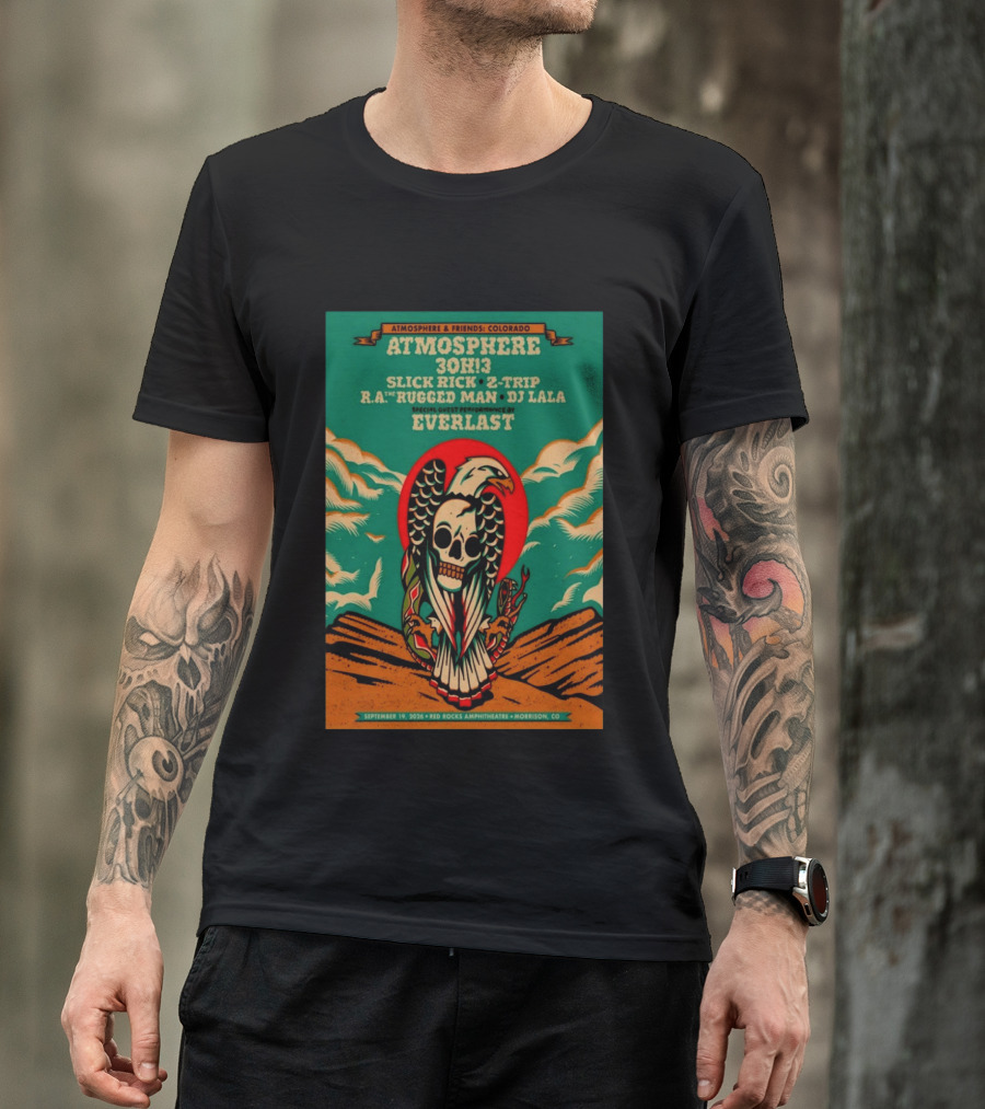 Atmosphere Friends Colorado Slick Rick Red Rocks September 19 2026 Morrison CO T-Shirt