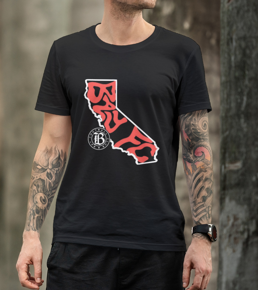 Bay FC Groovy Text California State Map Football Club T-Shirt
