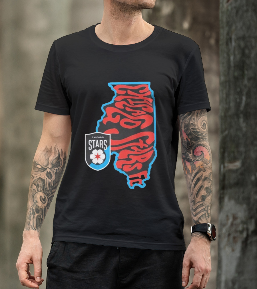 Chicago Stars FC Groovy Team State Illinois Map T-Shirt