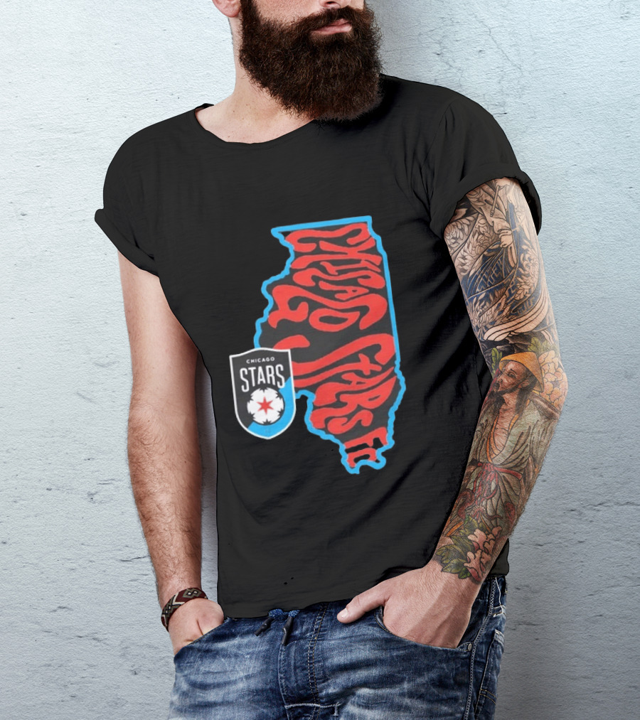 Chicago Stars FC Groovy Team State Illinois Map T-Shirt