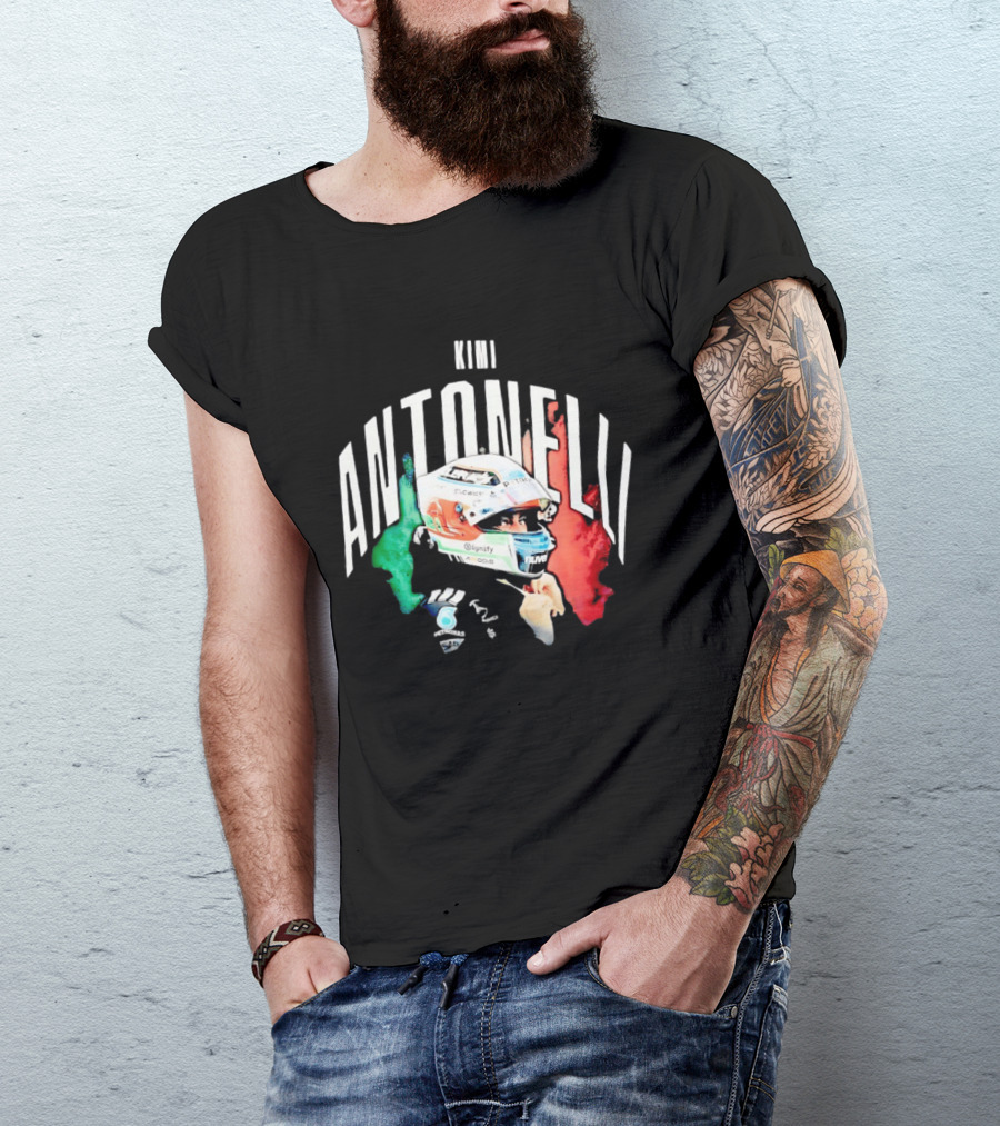 Kimi Antonelli AMG Petronas Formula One Team Racing Helmet Italian Flag T-Shirt