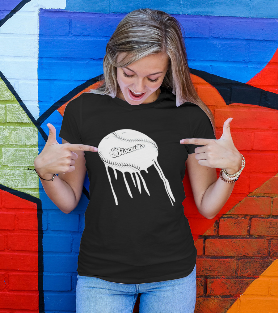 Montgomery Biscuits Baseball Dripping Melted Effect T-Shirt