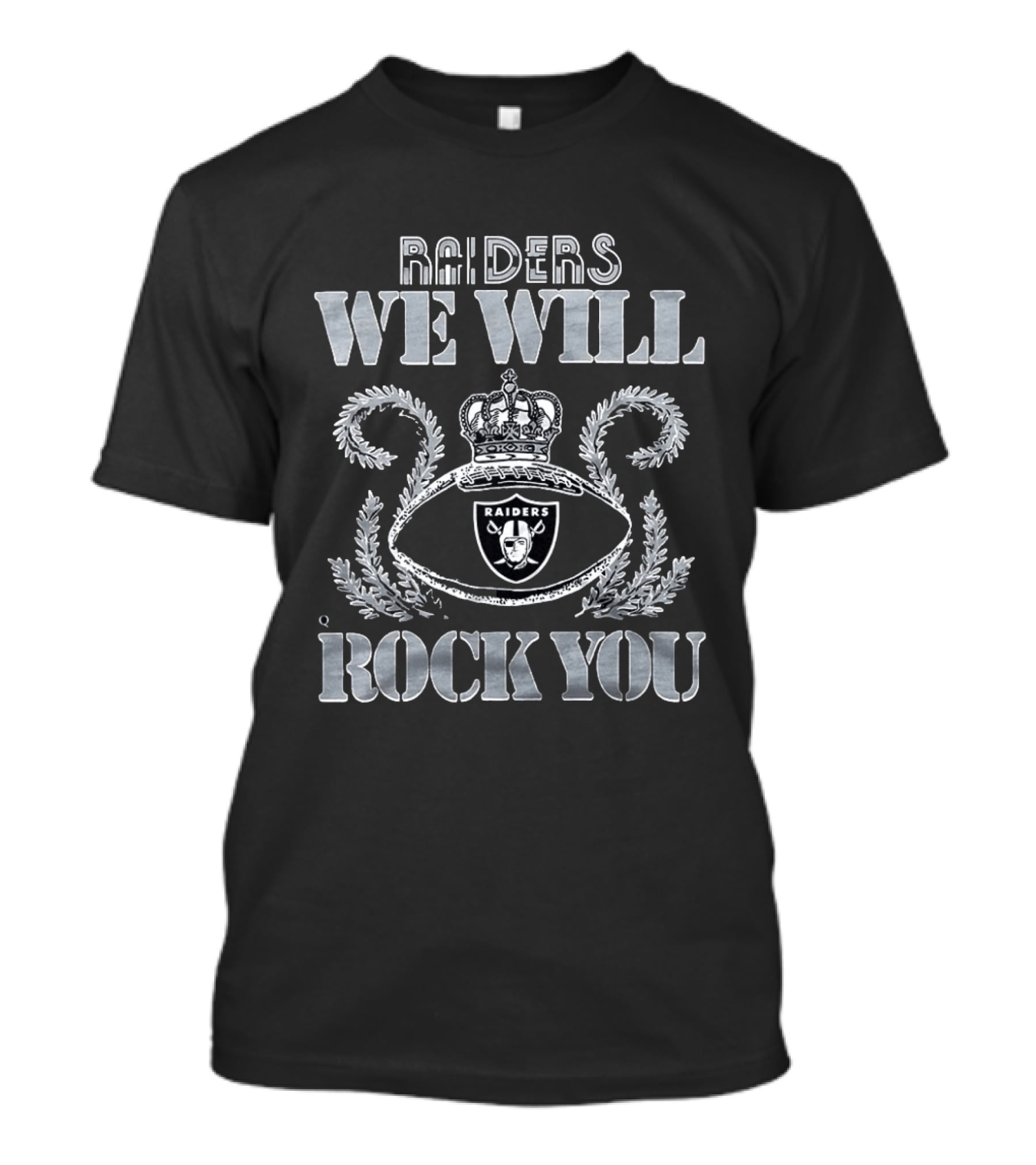 Las Vegas Raiders We Will Rock You 2026 Football Crown Silver T-Shirt