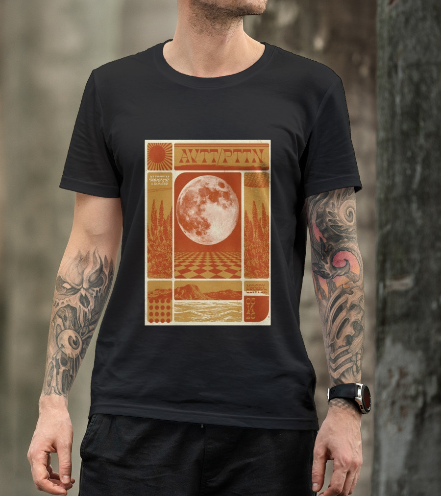 The Avett Brothers AWT PTTN Moon Checkered Austin Texas Moody Center May 14 2026 T-Shirt