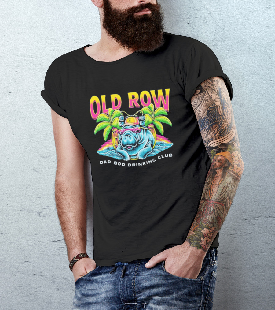 Old Row Dad Bod Drinking Club Manatee Tropical Palm Tree T-Shirt