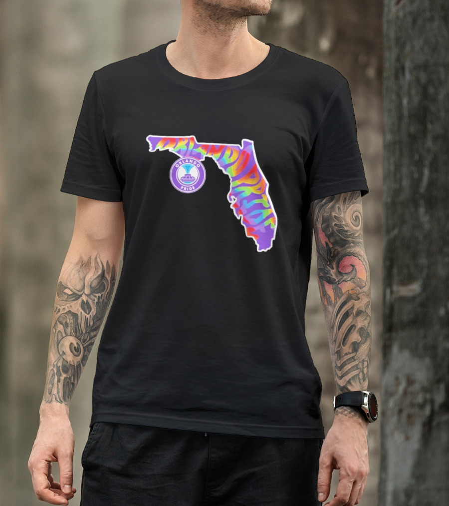 Orlando Pride Groovy Rainbow Florida Map T-Shirt