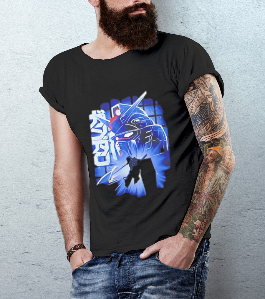 RX 78 2 Mobile Suit Gundam Fighter Neon Blue T-Shirt