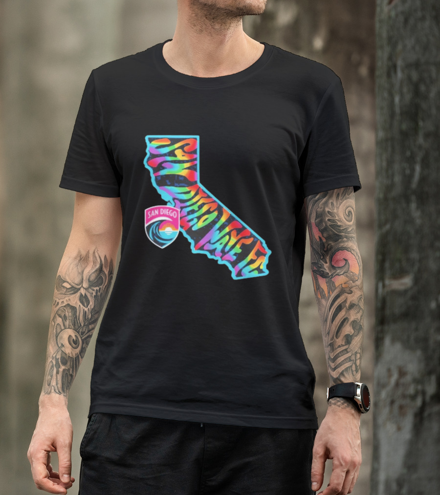 San Diego Wave FC Groovy Pride California Map T-Shirt