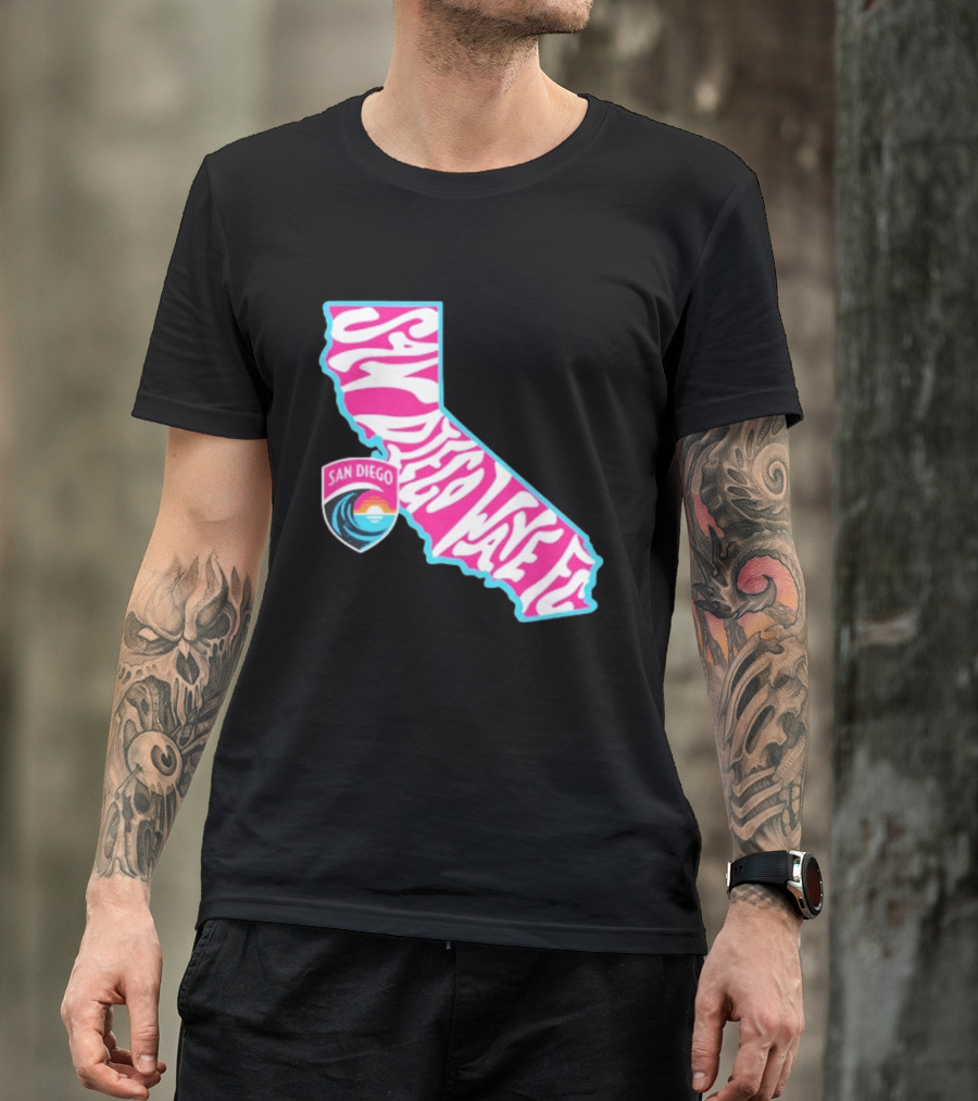 San Diego Wave FC Groovy California Pink State T-Shirt